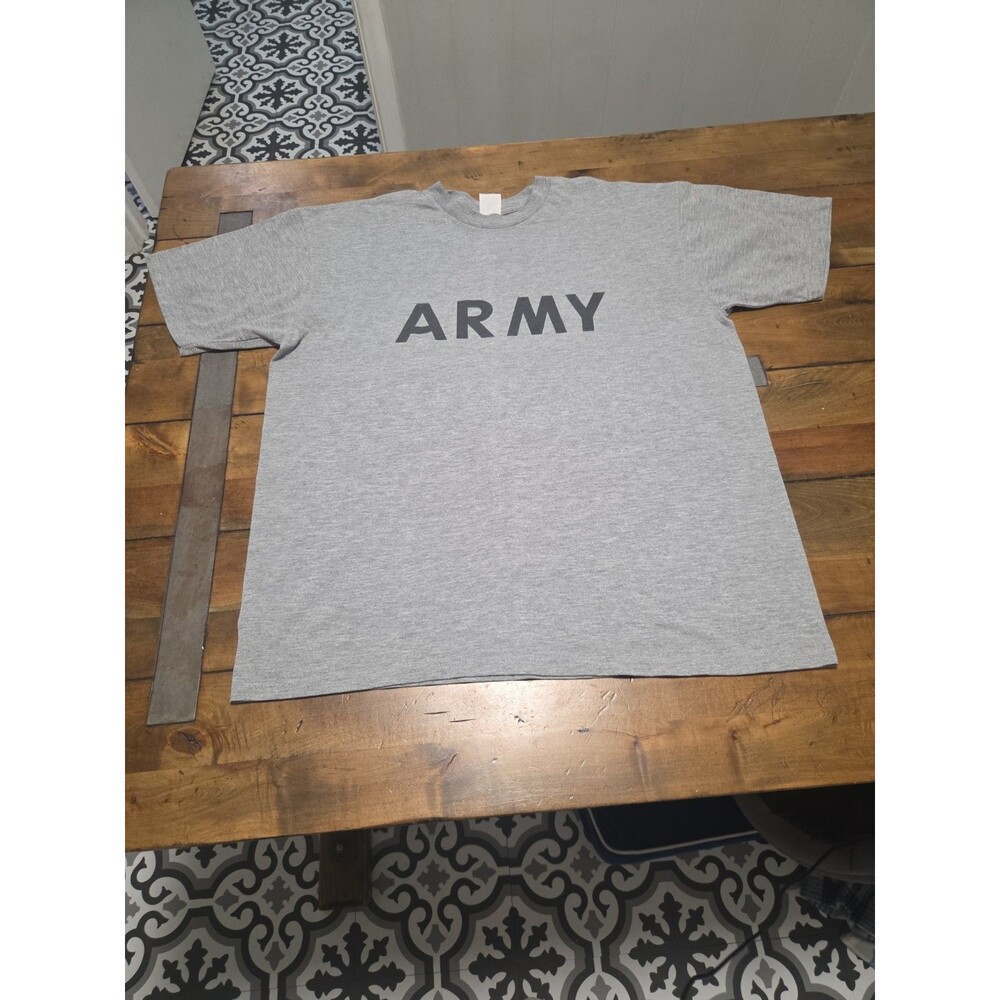 Vintage 90s US Army PT Graphic Tee Heather Gray Cotton Poly Boxy Size XXL